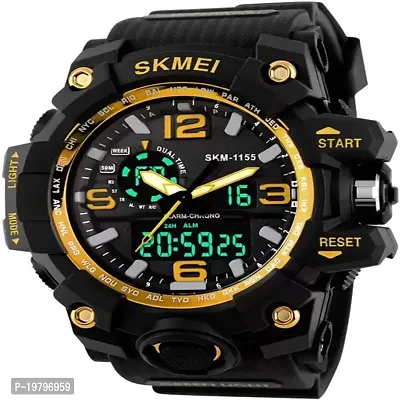 JOLIYA ll Waterproof Smart Large Dial Dual Time Analog  Digital Wrist Watch for Men  Boys Multi Function (Yellow)-thumb0