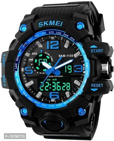 JOLIYA ll Waterproof Smart Large Dial Dual Time Analog  Digital Wrist Watch for Men  Boys Multi Function (Blue)