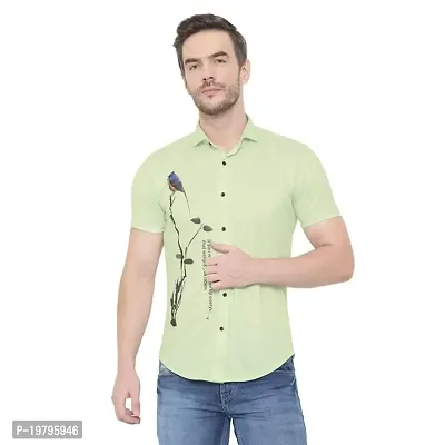 Edgy Mens Lycra Sparrow Design Printed Half Sleeve Casual Shirts for Boys and Mens (Green) (Size:-X-Large)-thumb4