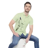 Edgy Mens Lycra Sparrow Design Printed Half Sleeve Casual Shirts for Boys and Mens (Green) (Size:-Medium)-thumb4