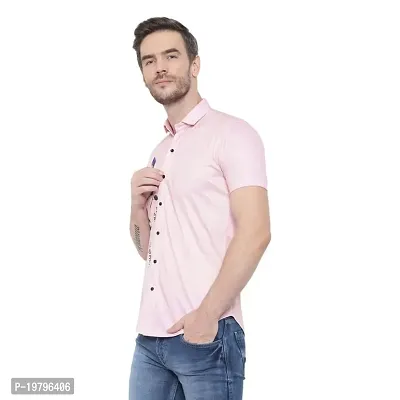 Edgy Mens Lycra Sparrow Design Printed Half Sleeve Casual Shirts for Boys and Mens (Light Pink) (Size:-Small)-thumb4