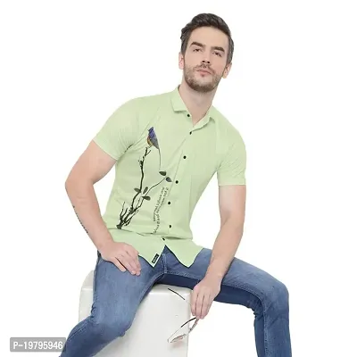 Edgy Mens Lycra Sparrow Design Printed Half Sleeve Casual Shirts for Boys and Mens (Green) (Size:-X-Large)-thumb5