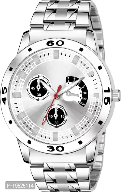 Chronograph Pattern Silver DAIL Stainless Still Strap Watch - For Men-thumb0