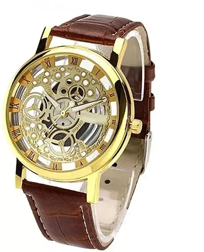 JOLIYA ll Unique Designer Open Mechanical Open Dial Leather Belt Analog Watch - for Men