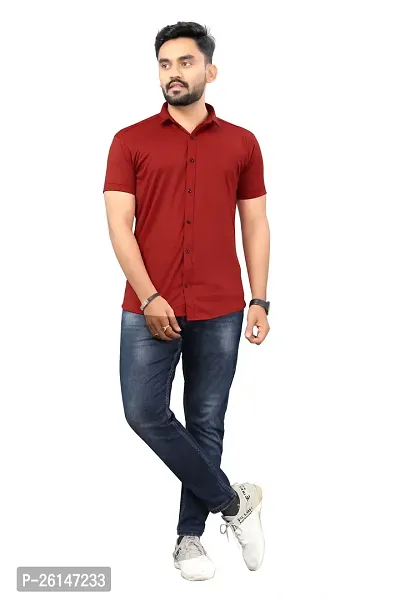 Classic Cotton Blend Solid Casual Shirts for Men-thumb2