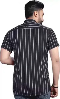 Half Sleeves Lycra Printed Striped Shirt for Man-thumb1