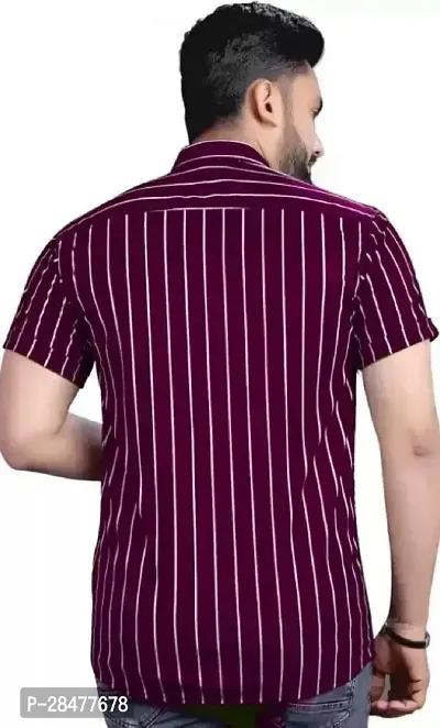 Half Sleeves Printed Striped Shirt for Man-thumb2