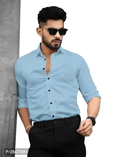 Full Sleeves Lycra Solid Shirt for Man-thumb2