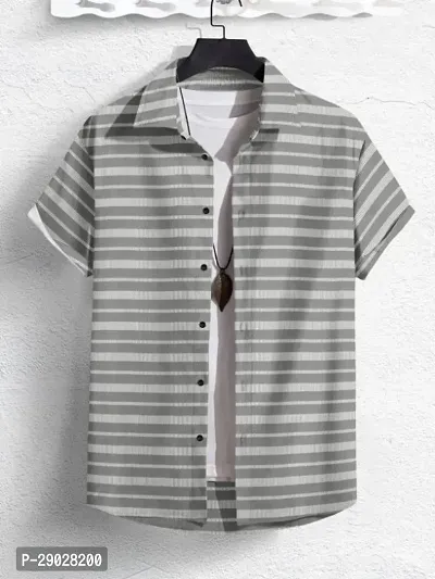 Striped Printed Lycra Half Sleeves Shirt for MAn-thumb0