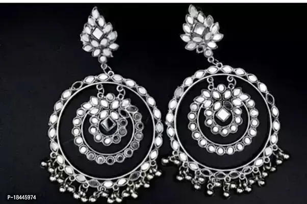 Oxidised Silver Jhumkas Earrings For Women