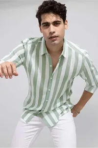 Classic Silk Blend Striped Casual Shirts-thumb2