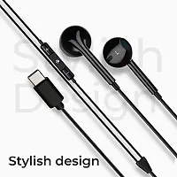 30C Type- C in Ear Earphone with in-line MIC, Rich 14.2mm Driver, Volume Control, 1.2m Cable, Call Function (Black)-thumb1