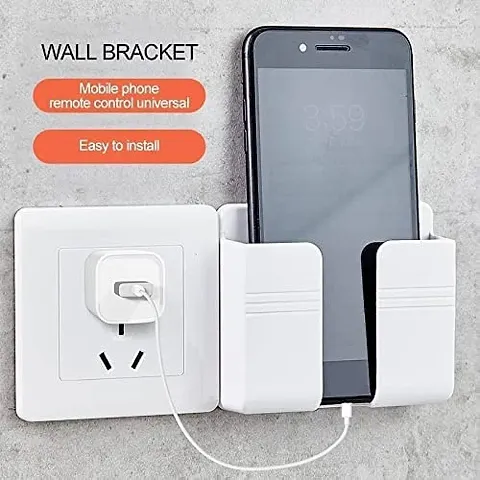 ARYAMURTI_Wall Mount Phone Holder, Phone Stand with Data Cable Receiving Hole.Multi Purpose Phone Charging Dock with Adhesive