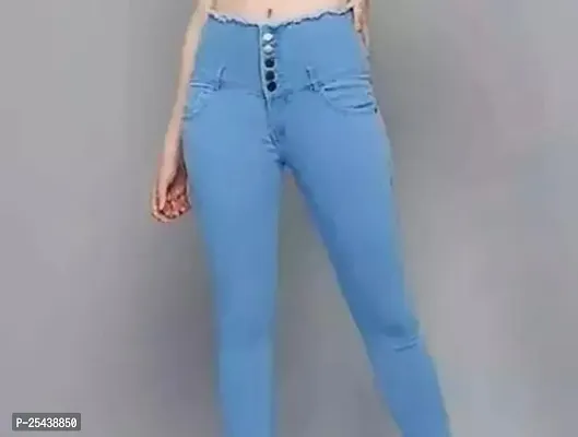 Stylish Blue Denim Spandex Blend  Jeans For Women-thumb0