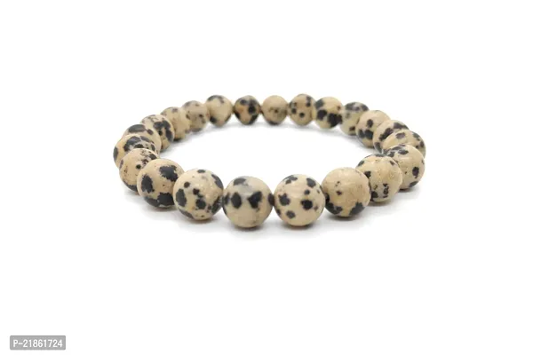 RedAlmas Natural Dalmatian Jasper Crystal Bracelet 8MM Beads Gemstone For Women  Men