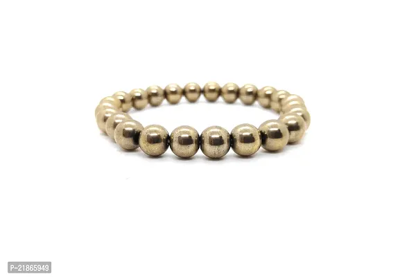 RedAlmas Natural Golden Hematite  Crystal Bracelet 8MM Beads Gemstone For Women  Men