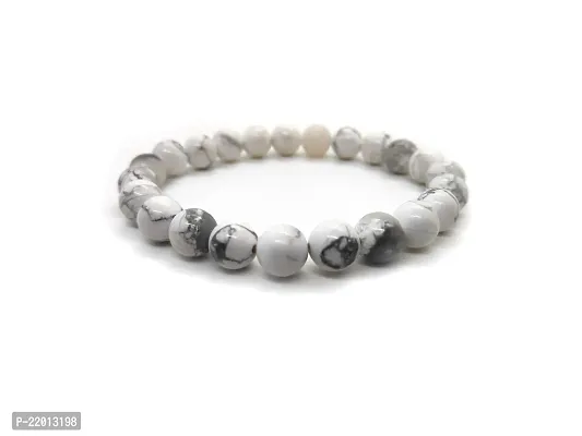 RedAlmas Natural Howlite Crystal Bracelet 8MM Beads Gemstone For Women  Men