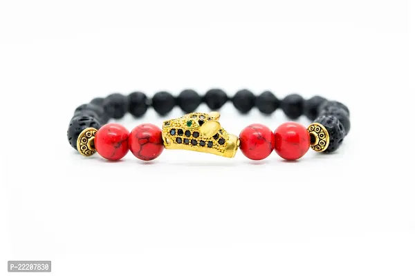 RedAlmas Amazing Lava  Red Bracelet 8MM Beads Crystal Gemstone For Women's  Men's