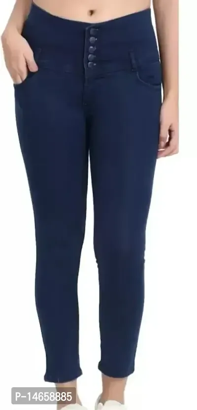 Navy Blue Denim Solid Jeans   Jeggings For Women