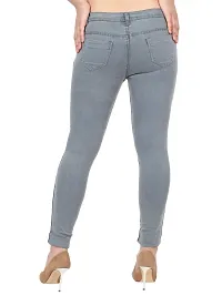 Grey, Women Side Patti, Regular Fit Mid-Rise Clean Look Stretchable Jeans-thumb3