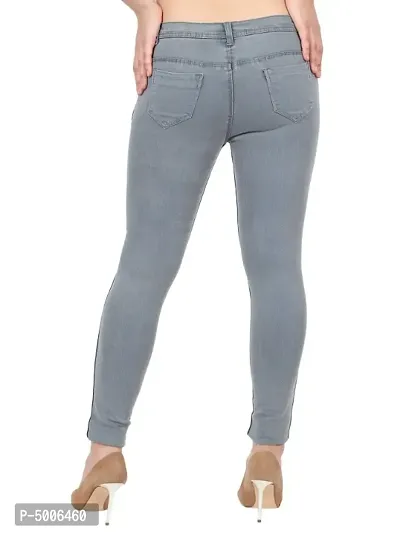 Grey, Women Side Patti, Regular Fit Mid-Rise Clean Look Stretchable Jeans-thumb4