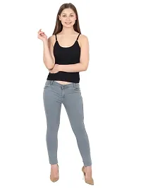 Grey, Women Side Patti, Regular Fit Mid-Rise Clean Look Stretchable Jeans-thumb4