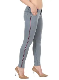 Grey, Women Side Patti, Regular Fit Mid-Rise Clean Look Stretchable Jeans-thumb2