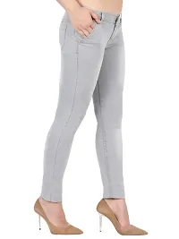 Women Faded Light Grey Regular Fit Solid Denim Jeans-thumb1