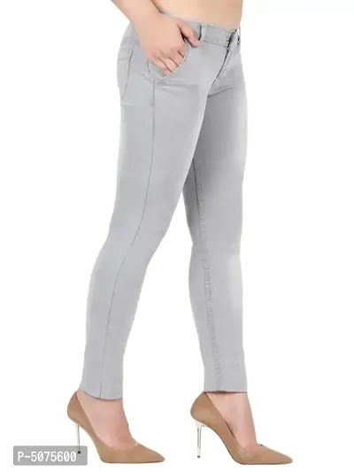 Women Faded Light Grey Regular Fit Solid Denim Jeans-thumb2