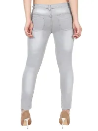 Women Faded Light Grey Regular Fit Solid Denim Jeans-thumb4