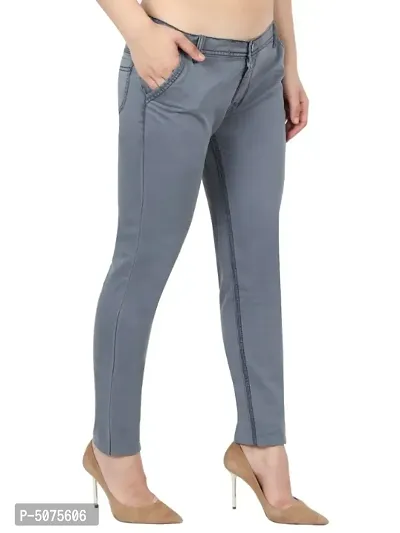 Women Dark Grey Skinny Fit Solid Satin Denim Jeans-thumb4