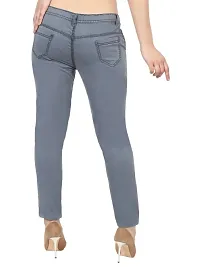 Women Dark Grey Skinny Fit Solid Satin Denim Jeans-thumb2