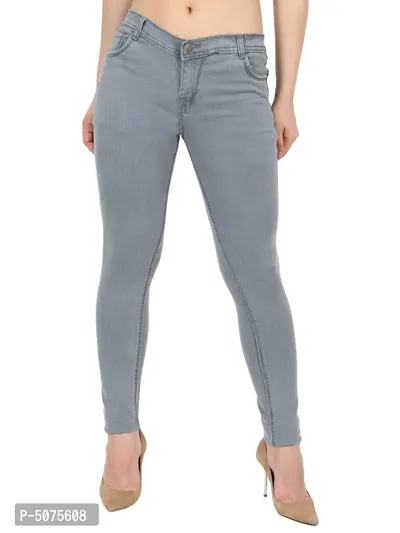 Women Grey Skinny Fit Solid Denim Jeans