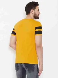 Mens stylish regular fit round neck half sleeves striped T-shirts (mustrd)-thumb1