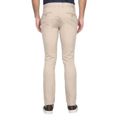 Men Khaki Slim Fit Mid Rise Solid Casual Trouser