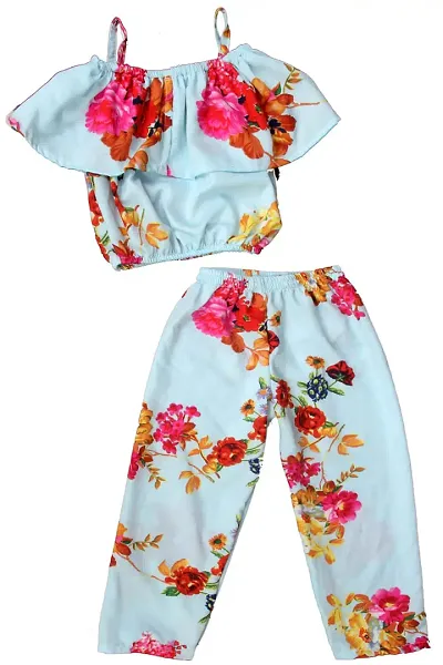 Fabulous Crepe Top With Bottom Set For Girls