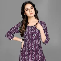 Zapelle Women's Traditional Foil Bandhani Print Rayon Knee Length 3/4 Sleeve Kurta (XXL, Purple)-thumb1