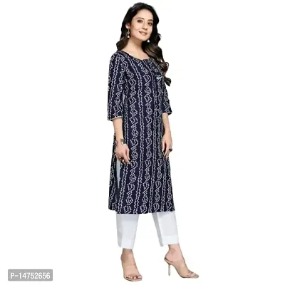 Zapelle Women's Traditional Foil Bandhani Print Rayon Knee Length 3/4 Sleeve Kurta