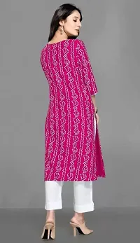 Zapelle Women's Traditional Foil Bandhani Print Rayon Knee Length 3/4 Sleeve Kurta-thumb3