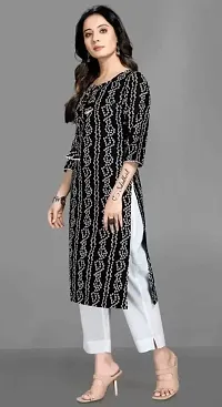 Zapelle Women's Traditional Foil Bandhani Print Rayon Knee Length 3/4 Sleeve Kurta-thumb3