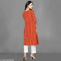 Zapelle Women's Traditional Foil Bandhani Print Rayon Knee Length 3/4 Sleeve Kurta-thumb2