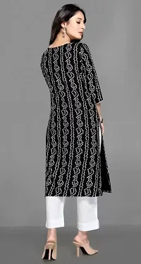 Zapelle Women's Traditional Foil Bandhani Print Rayon Knee Length 3/4 Sleeve Kurta-thumb2