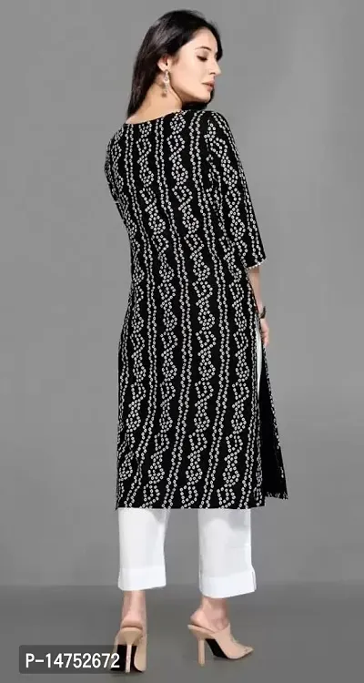 Zapelle Women's Traditional Foil Bandhani Print Rayon Knee Length 3/4 Sleeve Kurta-thumb3