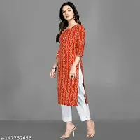 Zapelle Women's Traditional Foil Bandhani Print Rayon Knee Length 3/4 Sleeve Kurta-thumb1