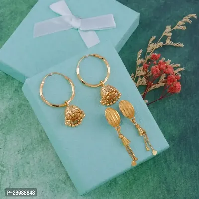 Gold Plated Latest Fancy Earrings For Women and Girls combo 2 pack