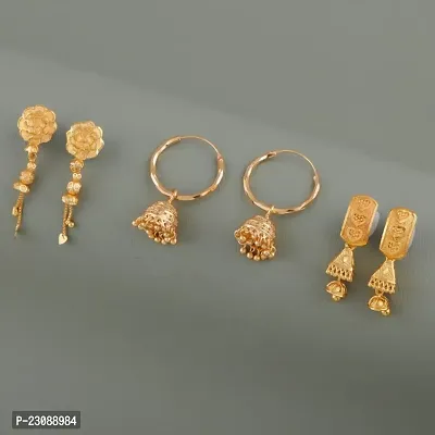 Gold Plated Latest Fancy Earrings For Women and Girls combo 3pack