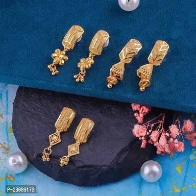 Gold Plated Latest Fancy Earrings For Women and Girls combo 3pack-thumb0