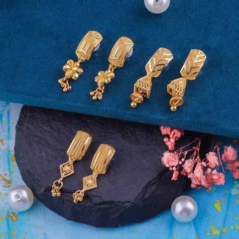 Gold Plated Fancy Earrings Women And Girls Combo 3 Set
