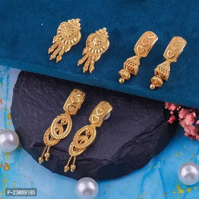 Gold Plated Latest Fancy Earrings For Women and Girls combo 3pack