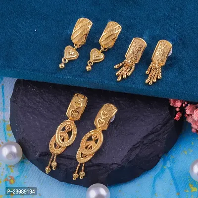 Gold Plated Latest Fancy Earrings For Women and Girls combo 3pack